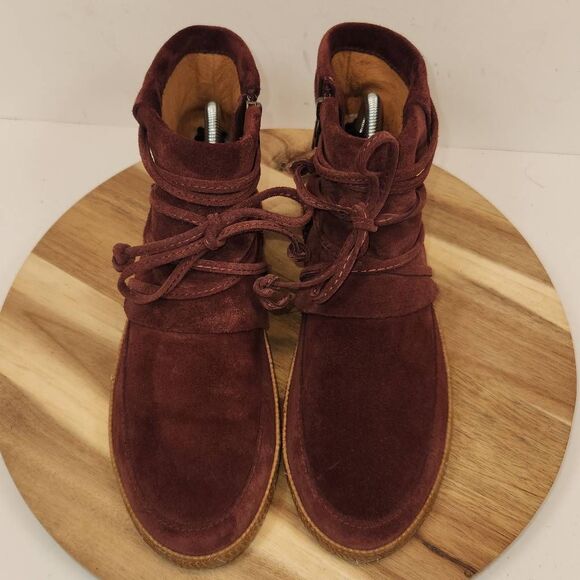 UGG Reid Moccasin Bootie Burgandy Ankle Boots Women's Size 8.5 - Picture 3 of 12